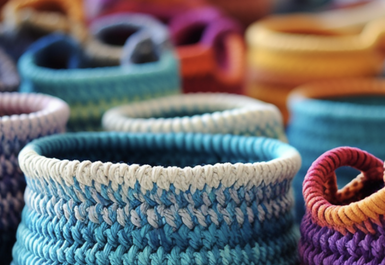 crocheted-pots-in-blue-and-pink